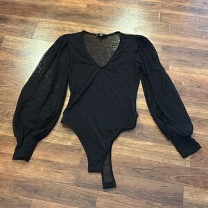 Women’s size, small, sheer, balloon sleeve bodysuit